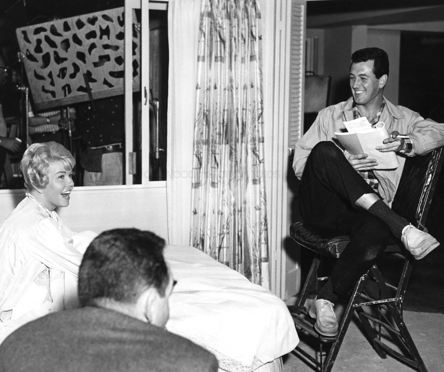 Doris Day 1959 1 On the set of Pillow Talk with co-star Rock Hudson WM.jpg